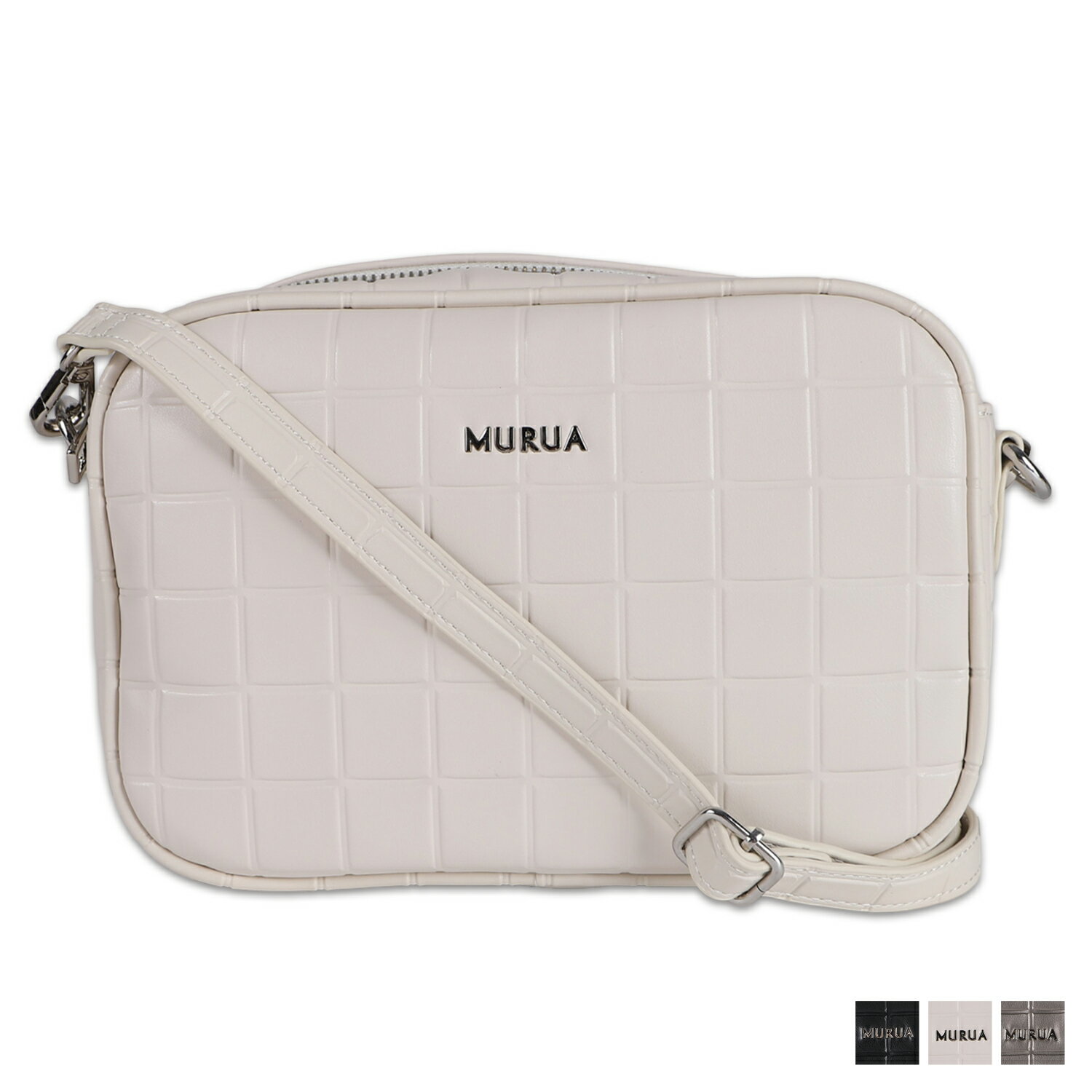 MURUA SHOULDER BAG ムルーア ショルダーバッグ バッグ レディース 斜め掛け 小さめ ブラック アイボリー シルバー 黒 MR-B1175