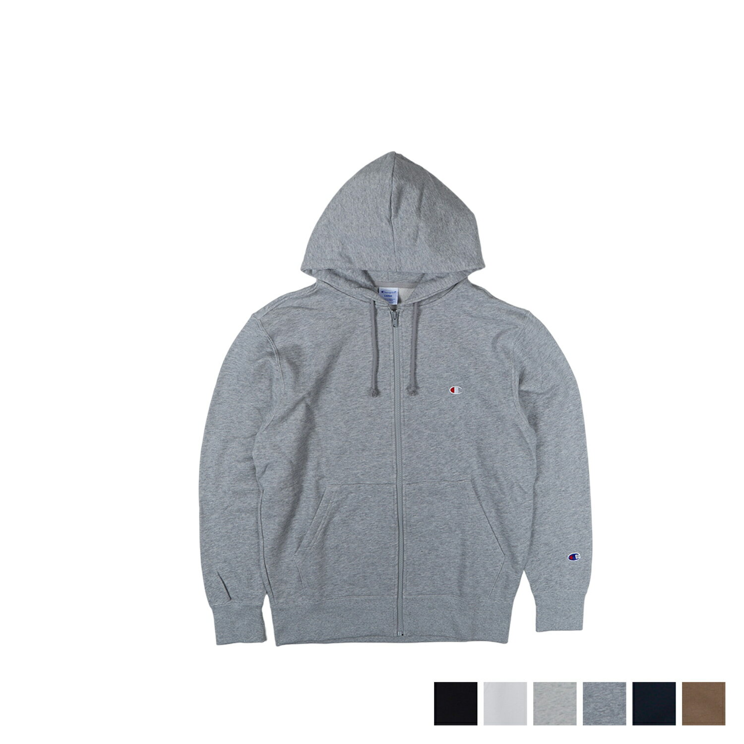 Champion ZIP FOODED SWEAT SHIRT チャンピオン パーカー スウェット ジップアップ メンズ ブラック ホワイト グレー ネイビー ブラウン 黒 白 C3-Y137