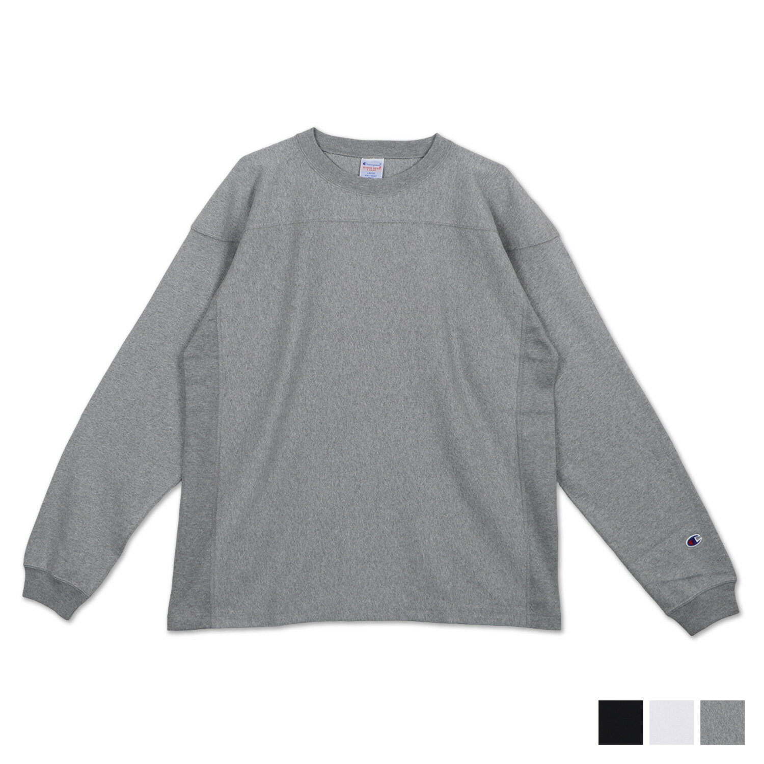 【最大1000円OFFクーポン配布中】 Champion REVERSE WEAVE LONG SLEEVE T-SHIRT チャンピオン リバースウィーブ Tシャツ 長袖 ロンT カットソー メンズ 無地 ブラック ホワイト グレー 黒 白 C3-Y414