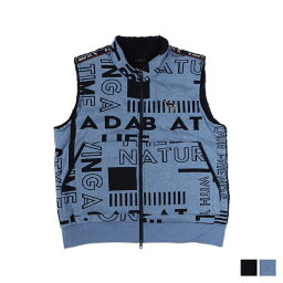 【最大1000円OFFクーポン配布中】 adabat ZIPUP VEST アダバット ベスト アウター メンズ 防寒 ジップアップ ジャガード ブラック ブルー 黒