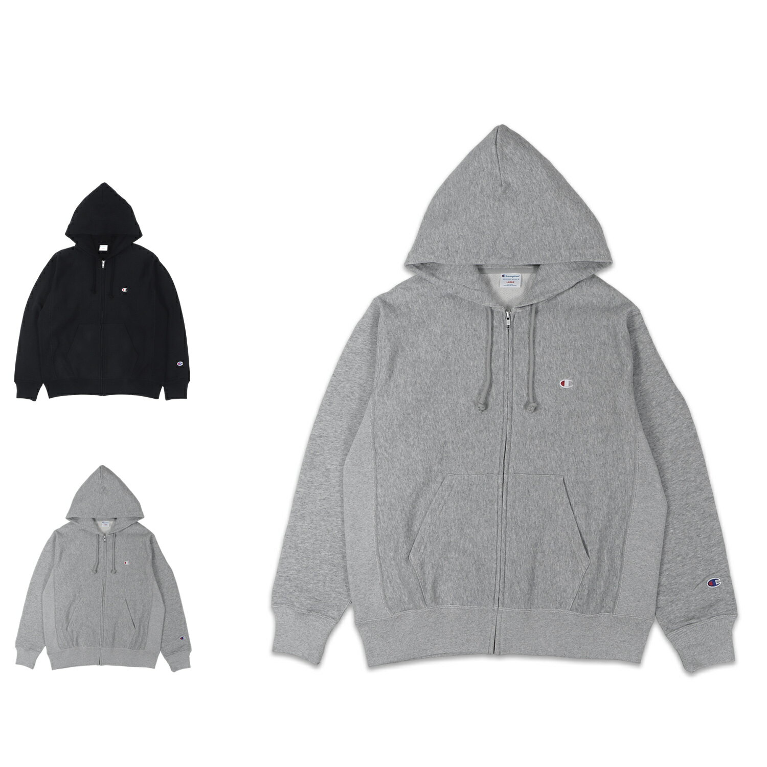 チャンピオン ジップアップパーカー メンズ Champion REVERSE WEAVE ZIP HOODED SWEATSHIRT チャンピオン リバースウィーブ パーカー ジップアップ スウェット シャツ メンズ レディース 裏起毛 ブラック グレー 黒 C3-Z102