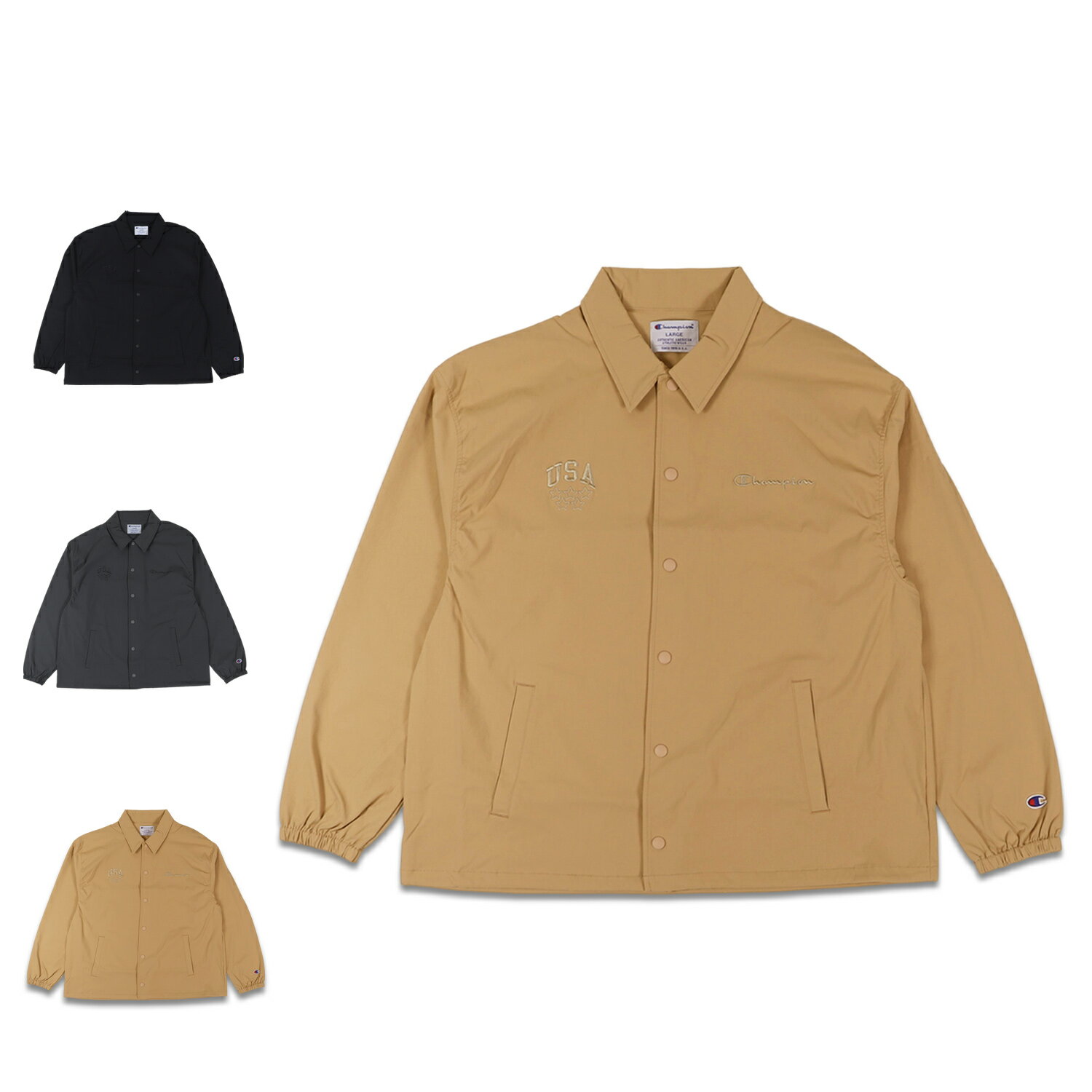 チャンピオン コーチジャケット メンズ 【最大1000円OFFクーポン配布中】 Champion COACH JACKET チャンピオン コーチジャケット アウター アクションスタイル メンズ レディース ブラック チャコール ベージュ 黒 C3-Z601