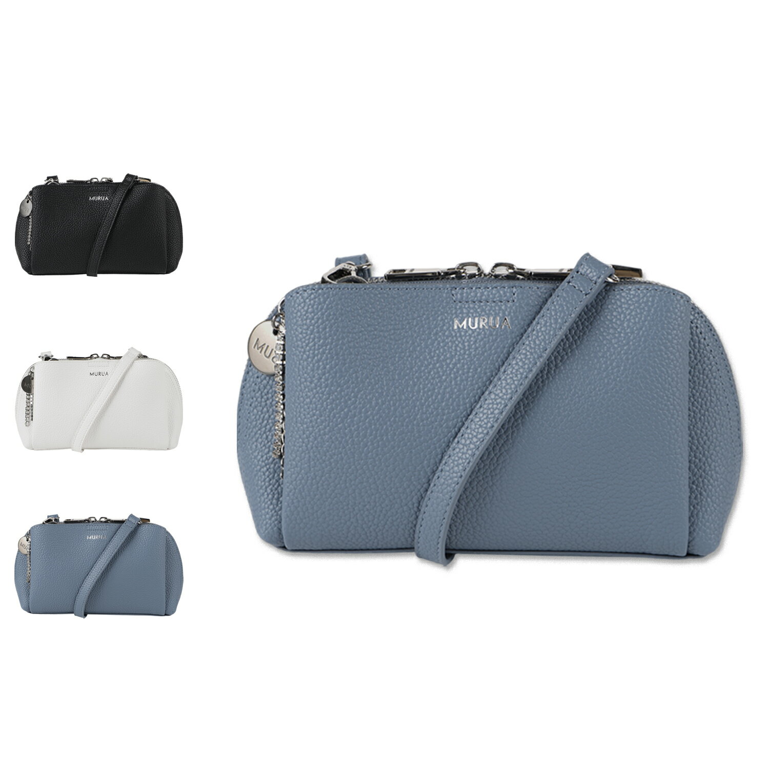 MURUA CHARM ムルーア 財布 ショルダーウォレット スマホショルダー 小銭入れ ストラップ レディース 斜め掛け チャーム ブラック ホワイト ブルー 黒 白 MR-B1224