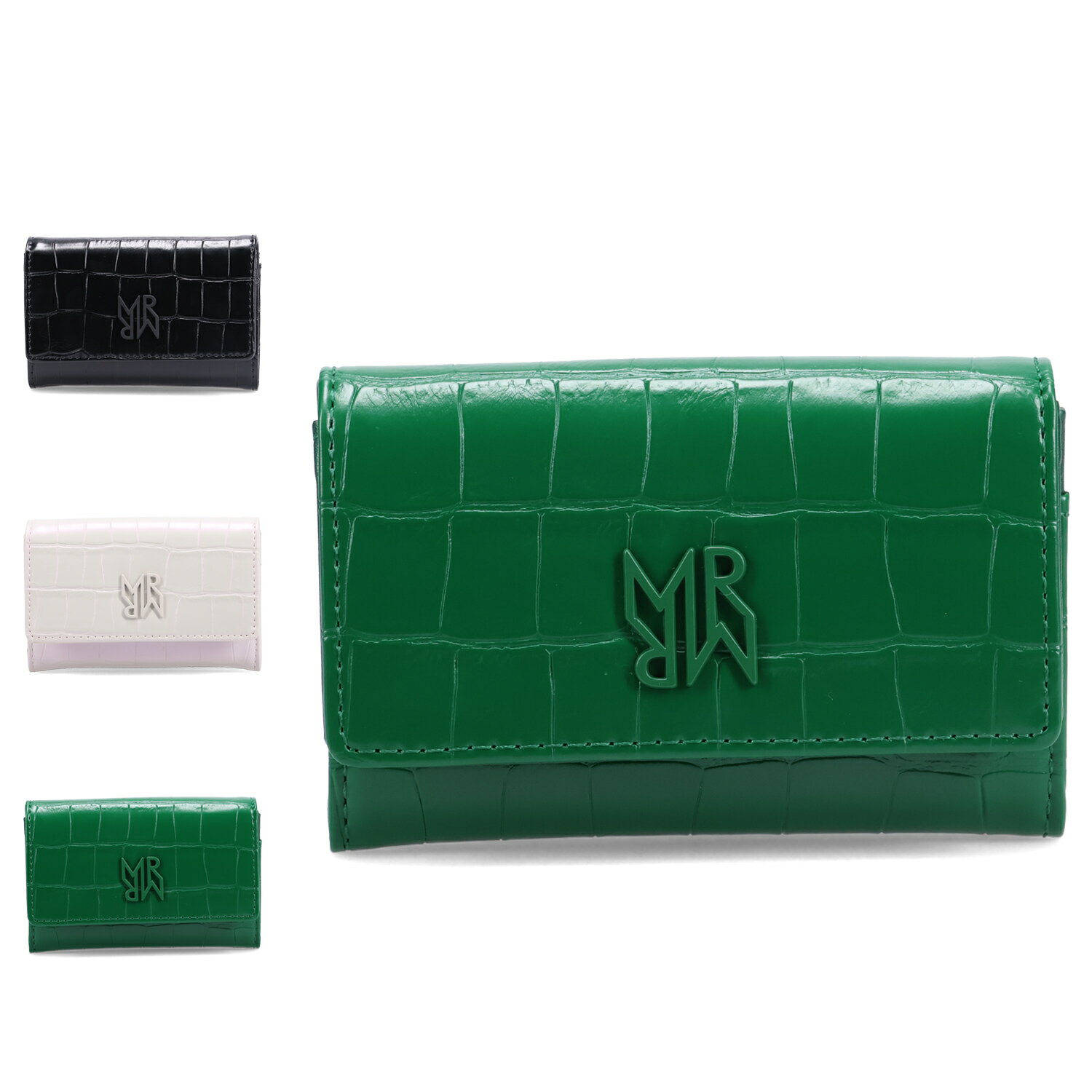 MURUA CROCO ムルーア カードケース 名刺入れ 定期入れ レディース スリム クロコ ブラック アイボリー グリーン 黒 MR-W1234