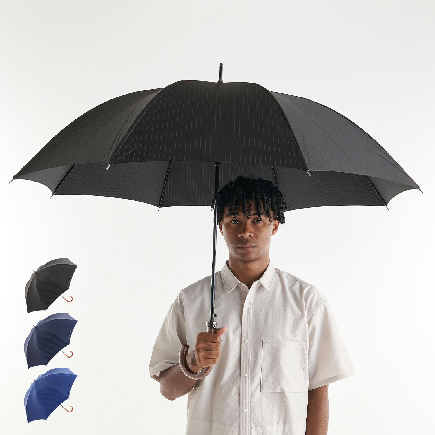 【最大1000円OFFクーポン配布中】 Paul Stuart LONG UMBRELLA ポールスチュアート 長傘 雨傘 メンズ 65cm 軽い 大きい ブラック ネイビー ブルー 黒 14016