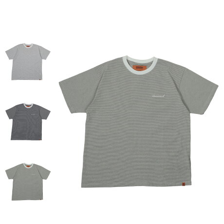 UNIVERSAL OVERALL MICRO BORDER TEE ユニバーサルオーバーオール Tシャツ 半袖 メンズ ボーダー グレー ネイビー オリーブ U2413209-C