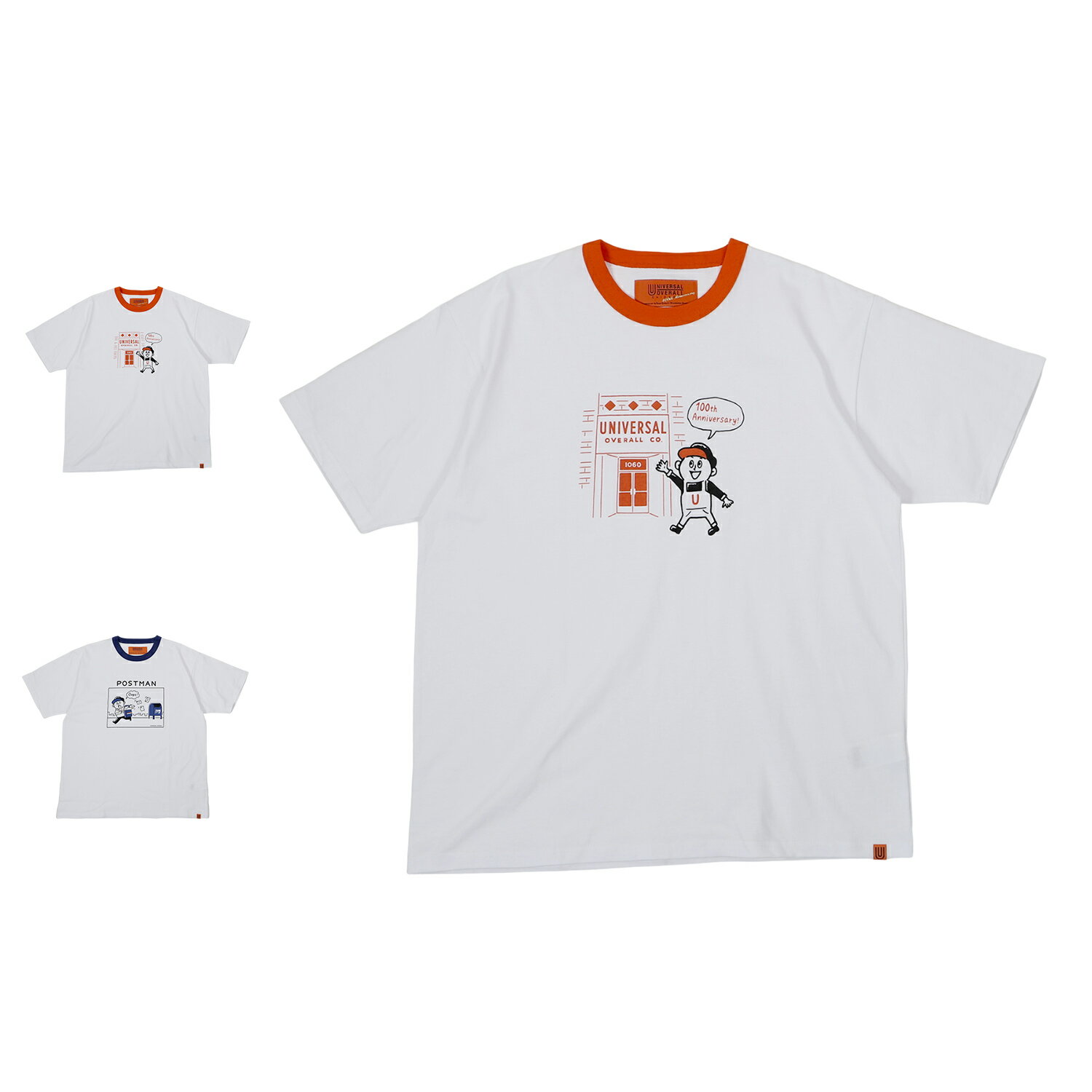 UNIVERSAL OVERALL WINDY JR TEE ユニバーサルオーバーオール Tシャツ 半袖 メンズ 100周年記念 限定 ホワイト 白 U2413209WJ