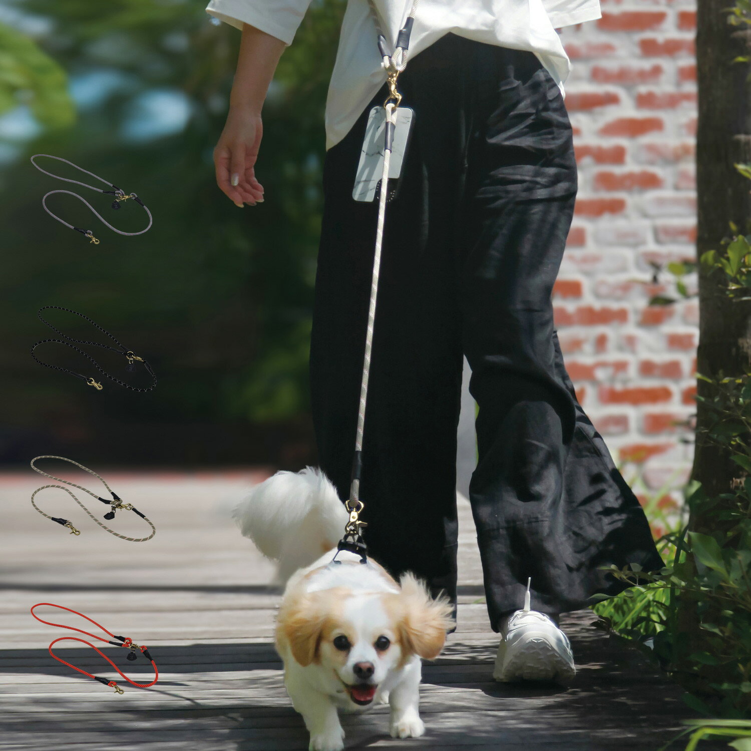 DOGS FOR PEACE SHOULDER 2WAY CLIMBING ROPE LEASH ドッグスフォーピース ショルダー2WAYクライミングロープリーシュ 肩掛けリード ショルダーリード ハンズフリー 小型犬 中型犬用 斜め掛け 960011