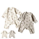 mocmof テディベア柄 かんたんロンパース モクモフ ロンパース ベビー服 ベビー キッズ 男の子 女の子 60-80cm対応 赤ちゃん アニマル ホワイト...