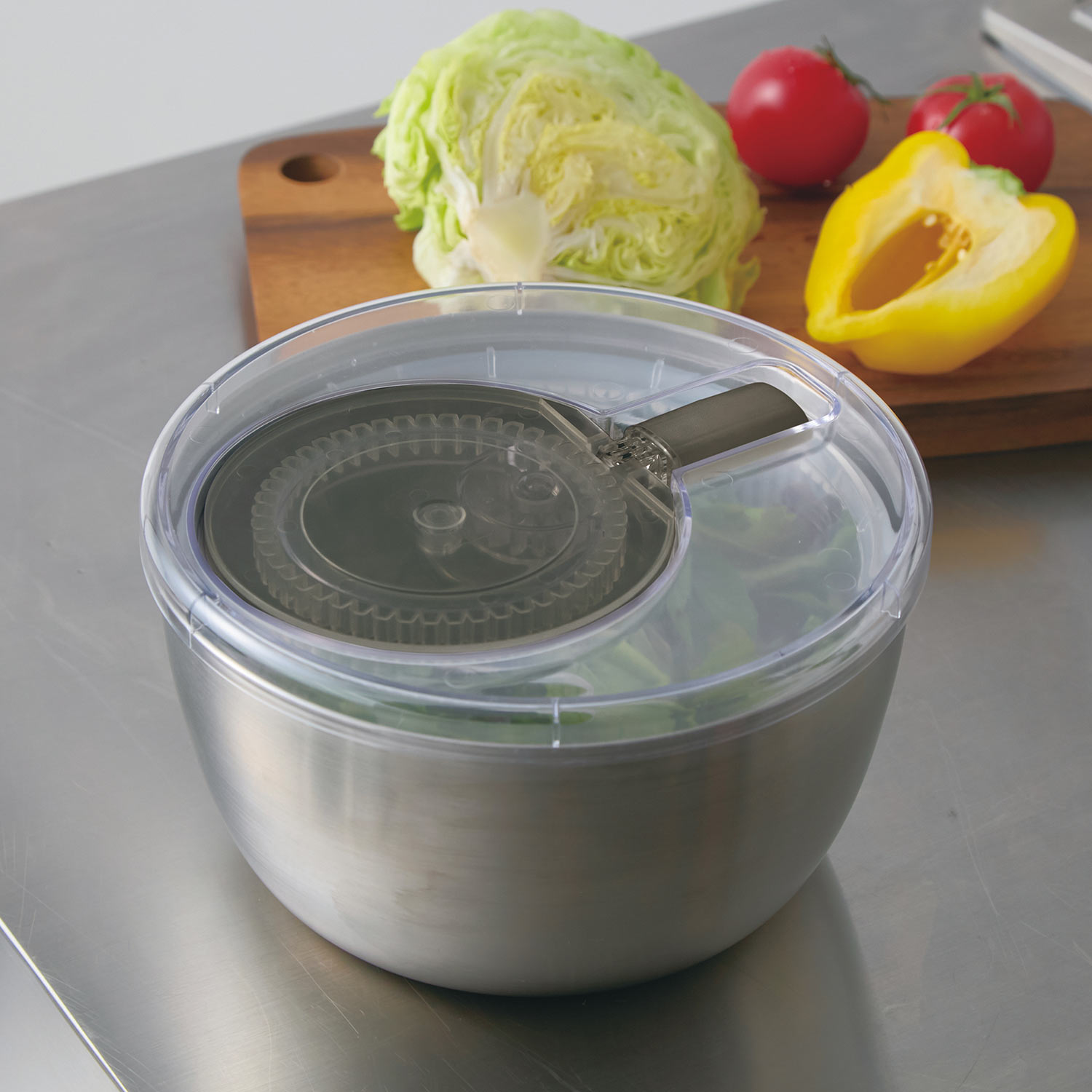 365methods ステンレスサラダスピナー サンロクゴメソッド サラダスピナー 野菜水切り器 ボウル ざる 3L ステンレス コンパクト 小さめ 時短 回転...