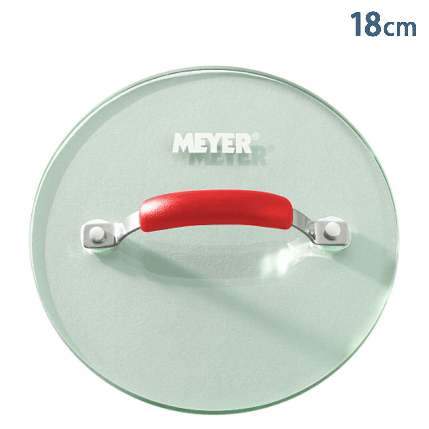 MEYER マイヤー フライパンカバー 鍋蓋 ガラス蓋 フライパンプレス 18cm 丸型 強化ガラス レッド PM-GP18