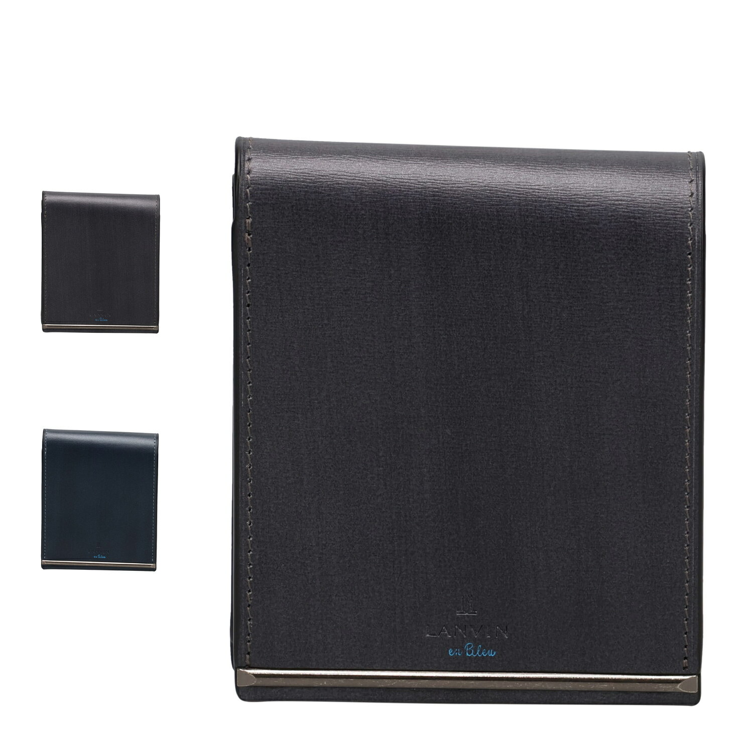 LANVIN en Bleu レノア ランバンオンブルー 財布 二つ折り メンズ 本革 小銭入れ付き ブラック ネイビ..