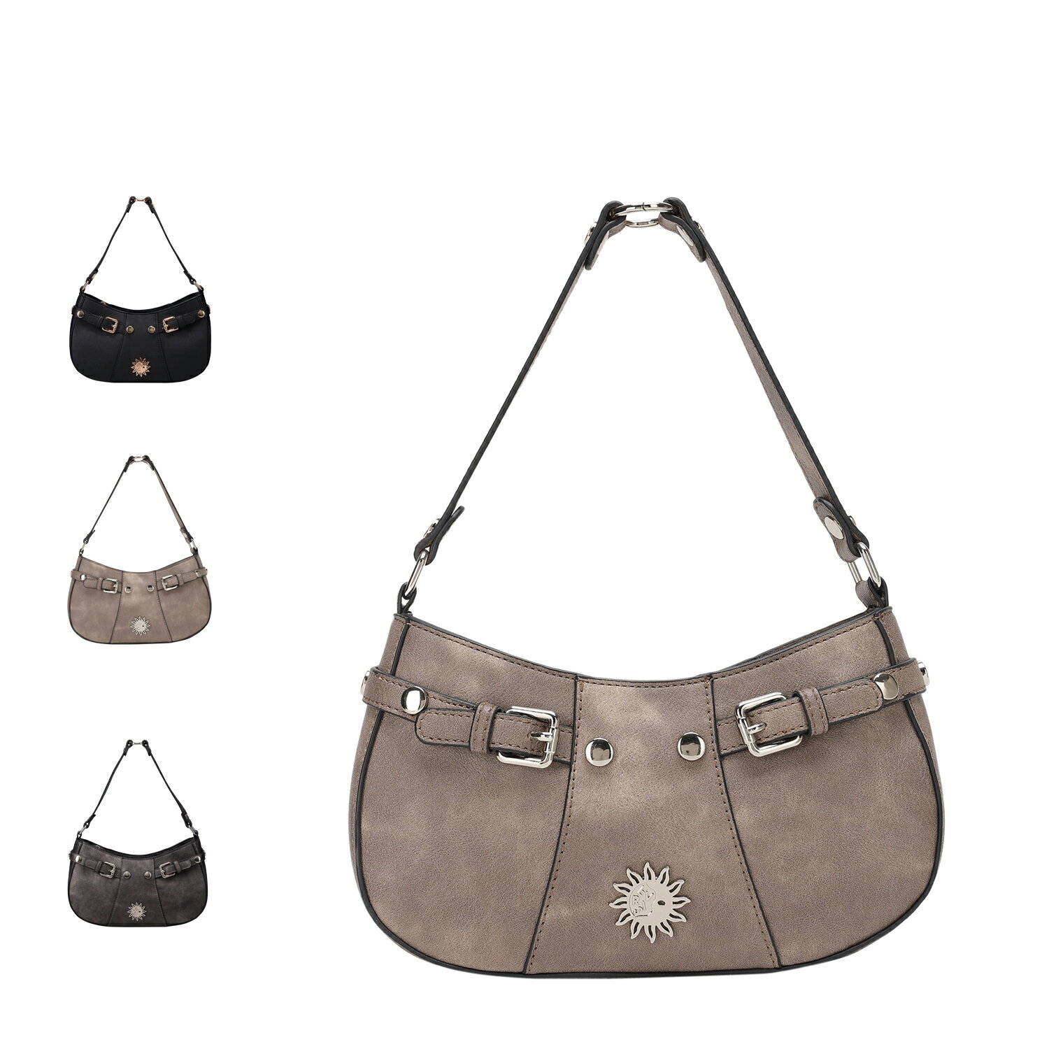 【最大1000円OFFクーポン発行中】 EVRIS SUNNY アンティークPU エヴリス ショルダーバッグ ミニ レディース 斜めがけ 大人 軽量 ブラック グレー シルバー 黒 EVR-20010B