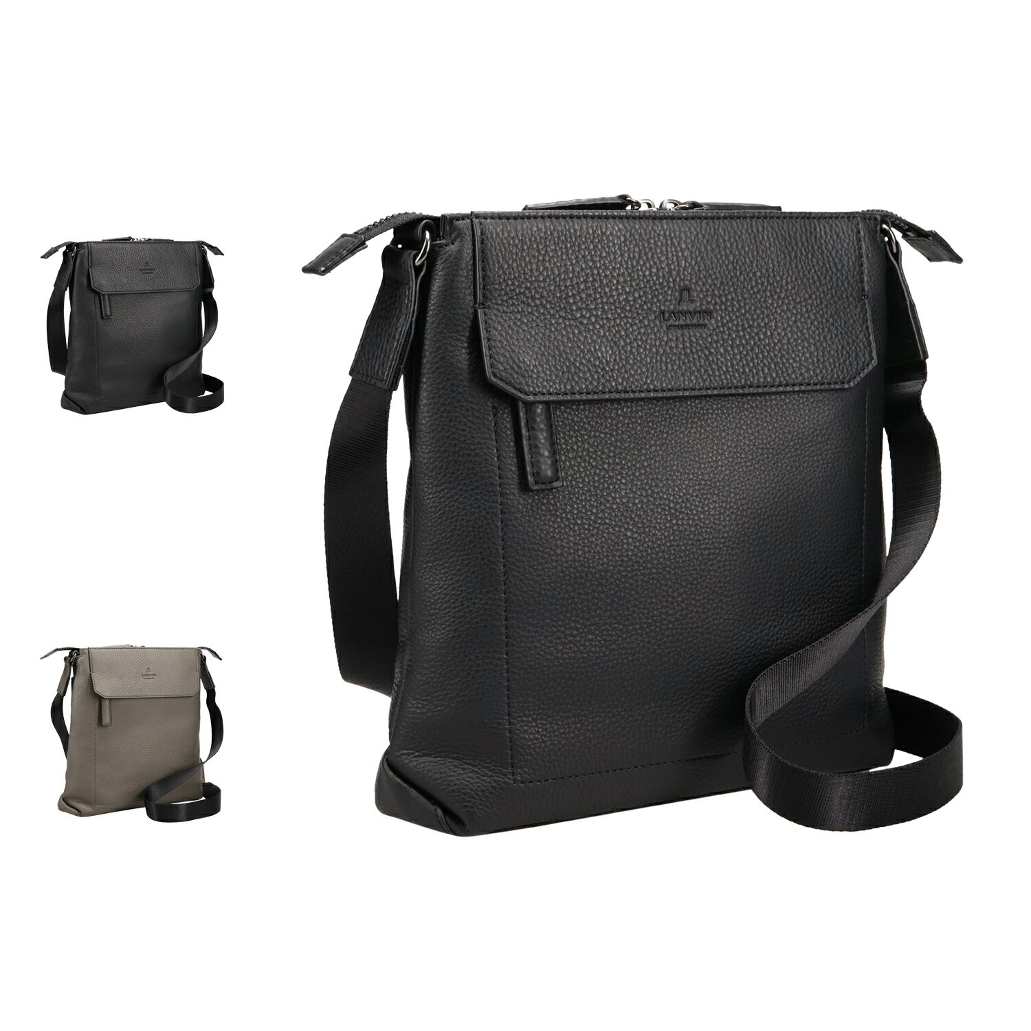 LANVIN COLLECTION ランバン コレクション バッグ ショルダーバッグ カンヌ メンズ 斜めがけ 大人 軽量 本革 撥水 ブラック グレー 黒 285111