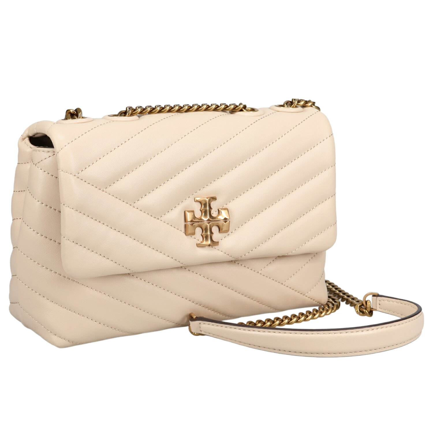 TORY BURCH SMALL KIRA SHOULDER BAG トリー バーチ バッグ ショルダーバッグ ミニ レディース 斜めがけ 軽量 本革 小さめ ベージュ 90452