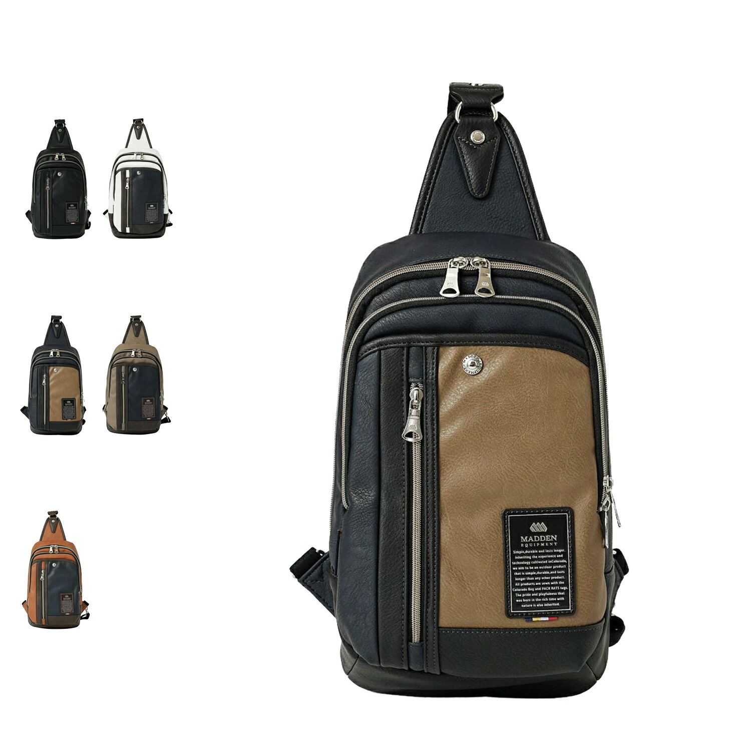 MADDENEQUIPMENT SLING BAG メデンイクイップメント ボディバッグ ショルダーバッグ ワンショルダー メンズ 斜めがけ ブラック レッド ホワイト ネイビー キャメル 黒 白 TMPI-04