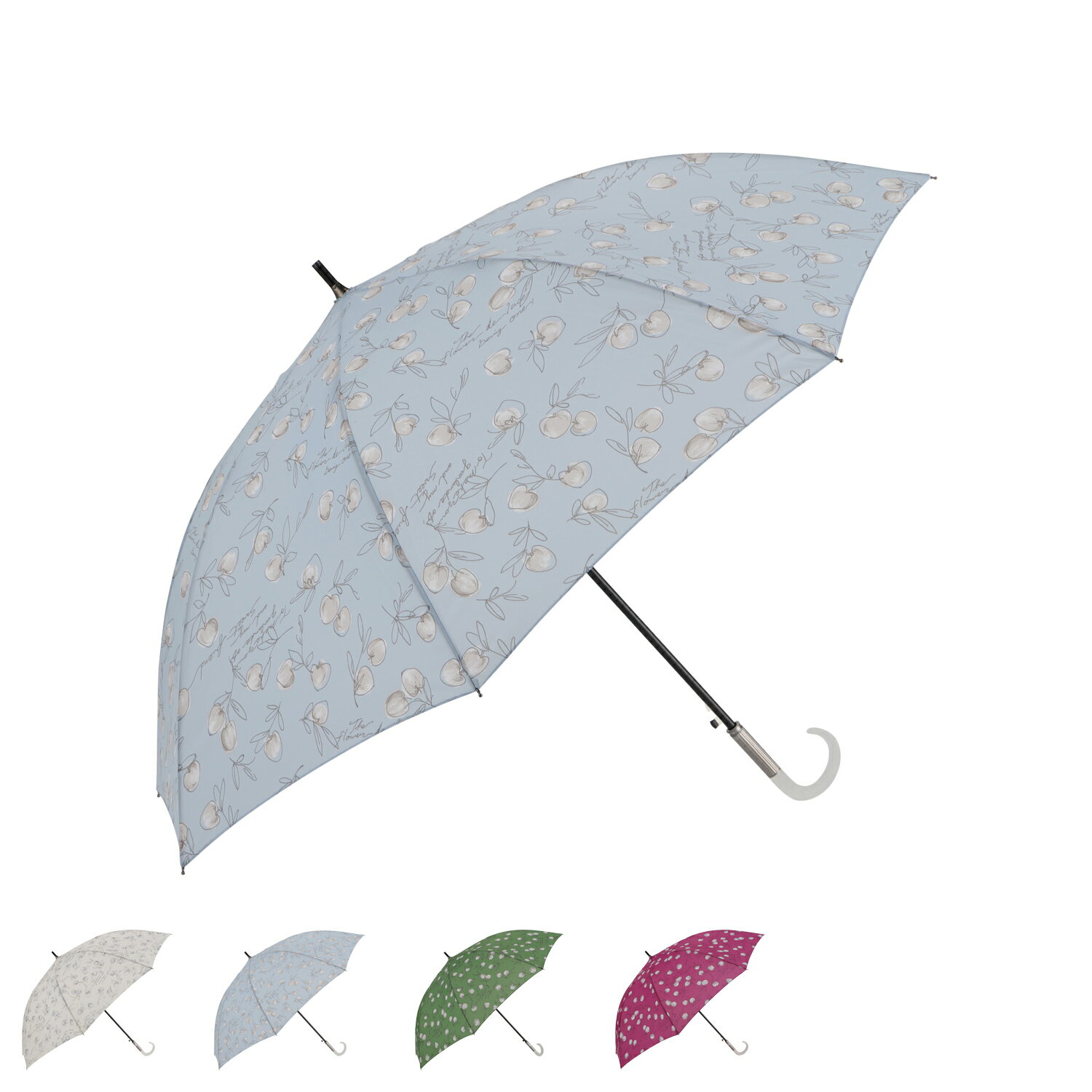 樂天商城 - JILL STUART ジル スチュアート 長傘 雨傘 レディース アップル プリント 耐風 ジャンプ式 オフホワイト ブルー グリーン フューシャ 1JI 11063