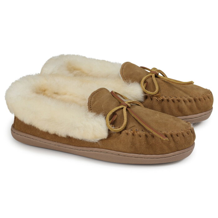 MINNETONKA ALPINE SHEEPSKIN MOC ミネトンカ モカシン ファー アルパイン レディース スエード シープスキン ブラック タン 黒