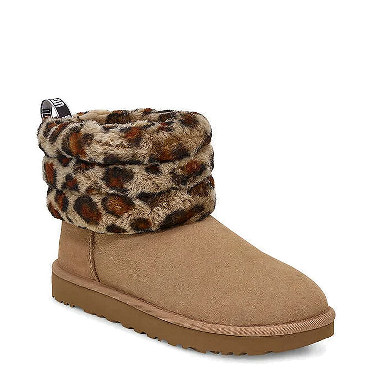 UGG FLUFF MINI QUILTED LEOPARD アグ ショートブーツ ムートンブーツ フラッフ ミニ キルテッド レオパード レディース ファー ブラウン 1105358