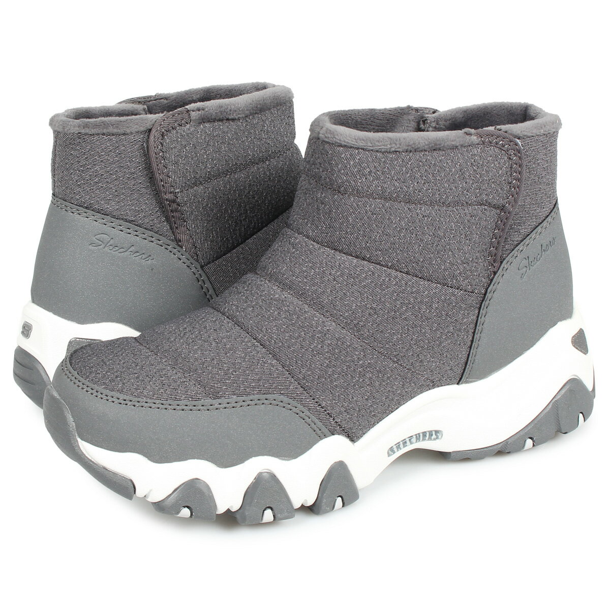 SKECHERS D LITES 2.0 CHASING MOUNTAINS スケッチャーズ ディライト スニーカー ブーツ レディース 厚底 チャコール グレー 48595