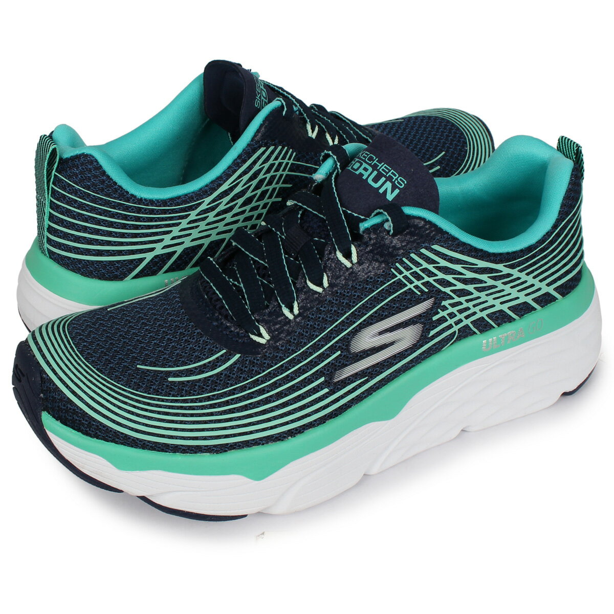 【最大1000円OFFクーポン配布中】 SKECHERS MAX CUSHION スケッチャーズ マックス クッション スニーカー レディース ネイビー 17693