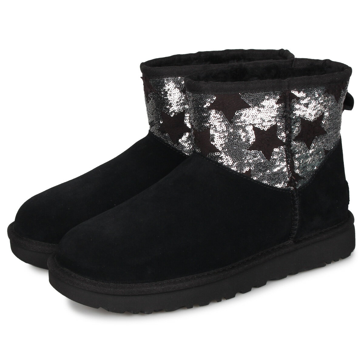  UGG CLASSIC MINI SEQUIN STARS アグ ムートン ブーツ クラシック ミニ シークイン スターズ レディース ブラック グレー 黒 1109441