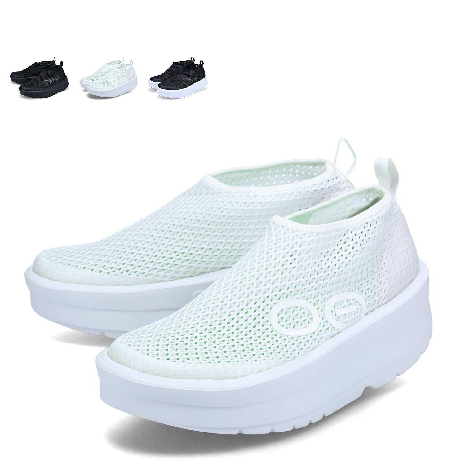 OOFOS WOMENS OOMEGA CHUKKA ウーフォス サンダル リカバリーサンダル シューズ ウーメガ チャッカ レディース 厚底 ブラック ホワイト 黒 白 200061 【正規輸入代理店】