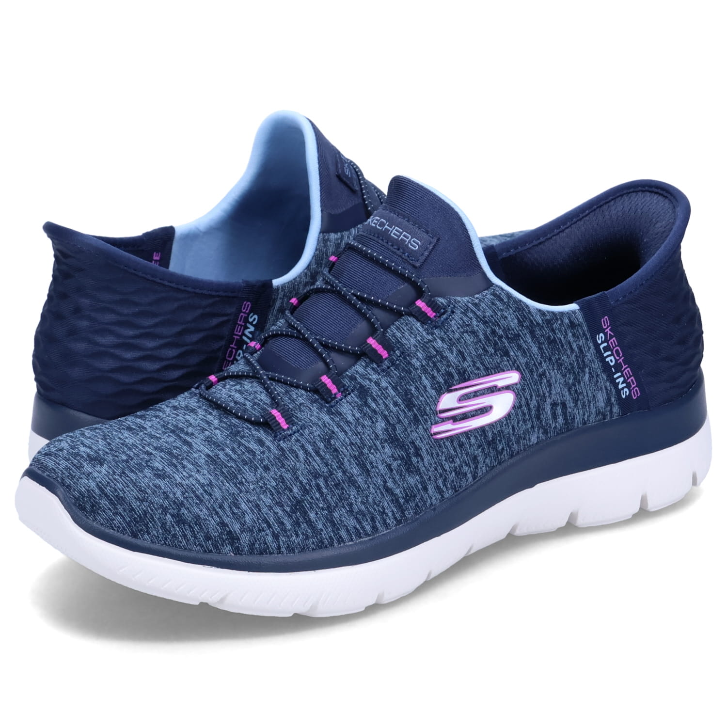 SKECHERS SUMMITS スケッチャーズ スリップインズ スニーカー スリップインズ サミッツ ダズリング ヘイズ レディース ネイビー 149937