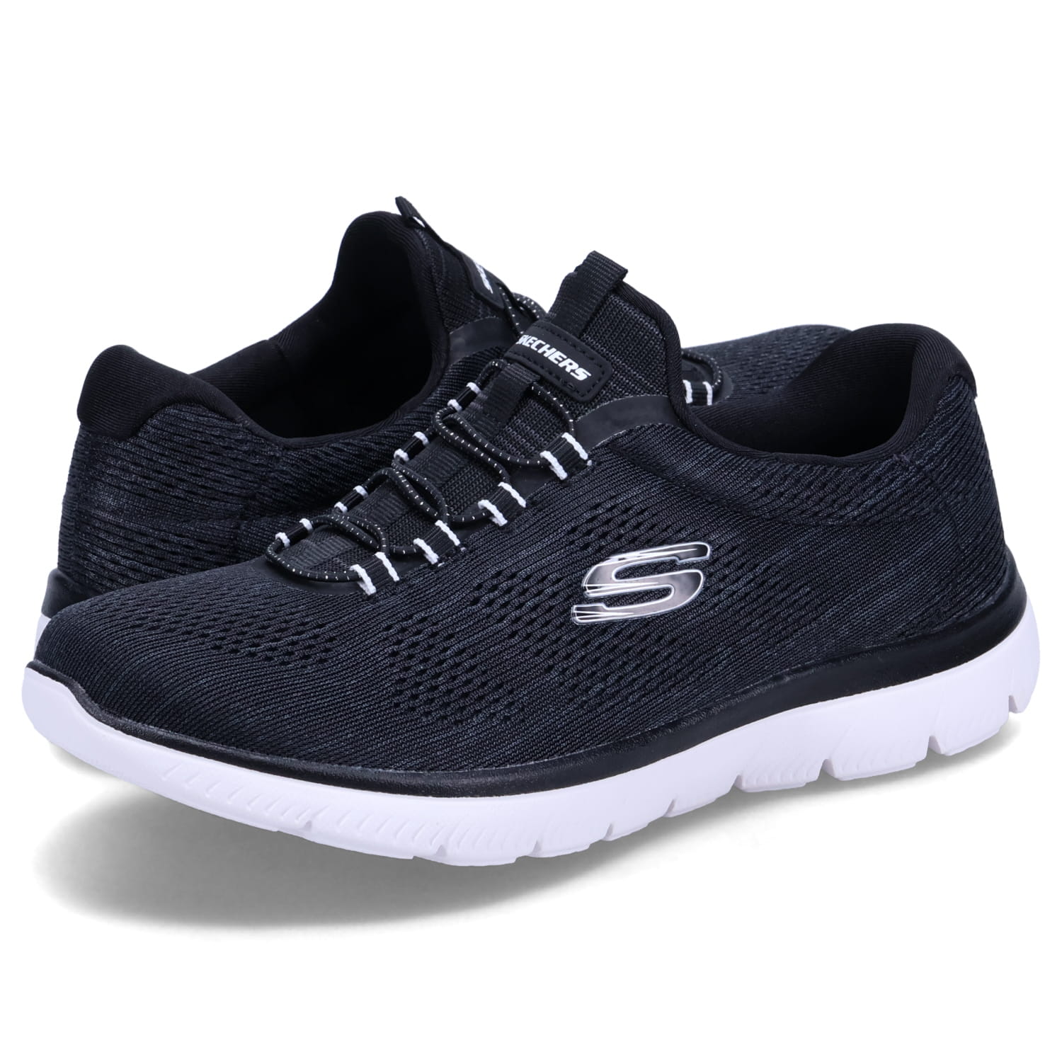 SKECHERS SUMMITS FUN FLARE スケッチャーズ スニーカー スリッポン サミッツ ファン フレア レディース ブラック 黒 150113W