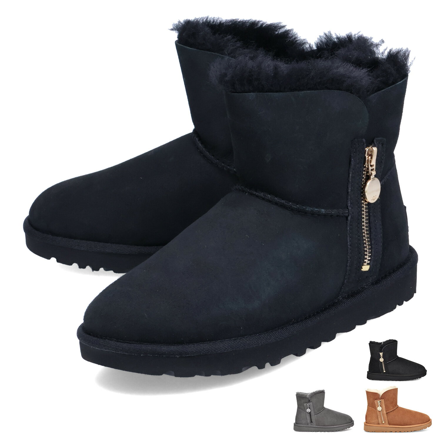 UGG BAILEY ZIP MINI アグ ブーツ ムートンブーツ ベイリー ジップ ミニ レディース ブラック グレー チェスナット 黒 1112481