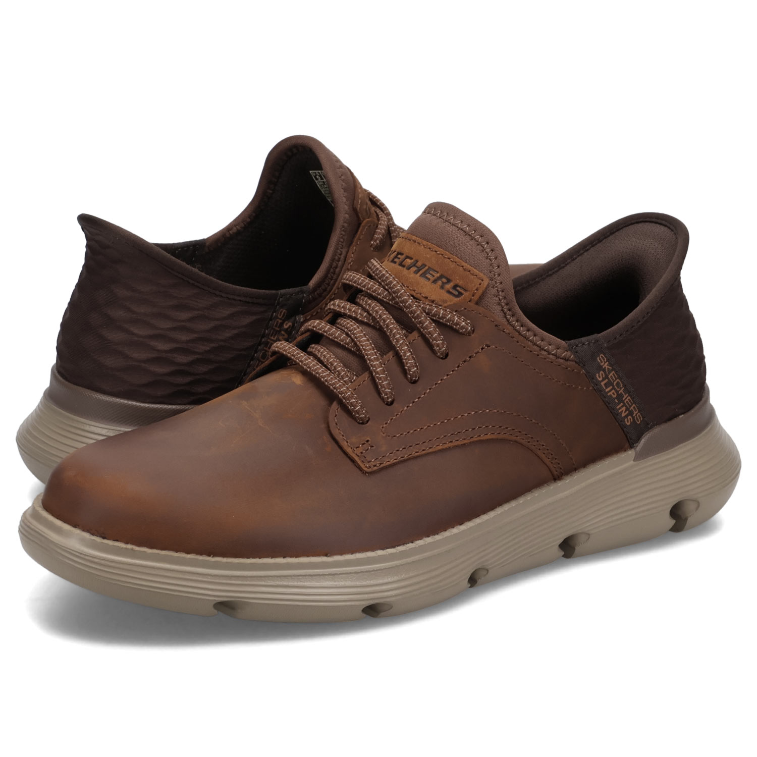 【最大1000円OFFクーポン発行中】 SKECHERS SLIP-INS GARZA GARVIN スケッチャーズ スリップインズ ガルザ ガービン ハンズフリー スニーカー メンズ ブラウン 205046