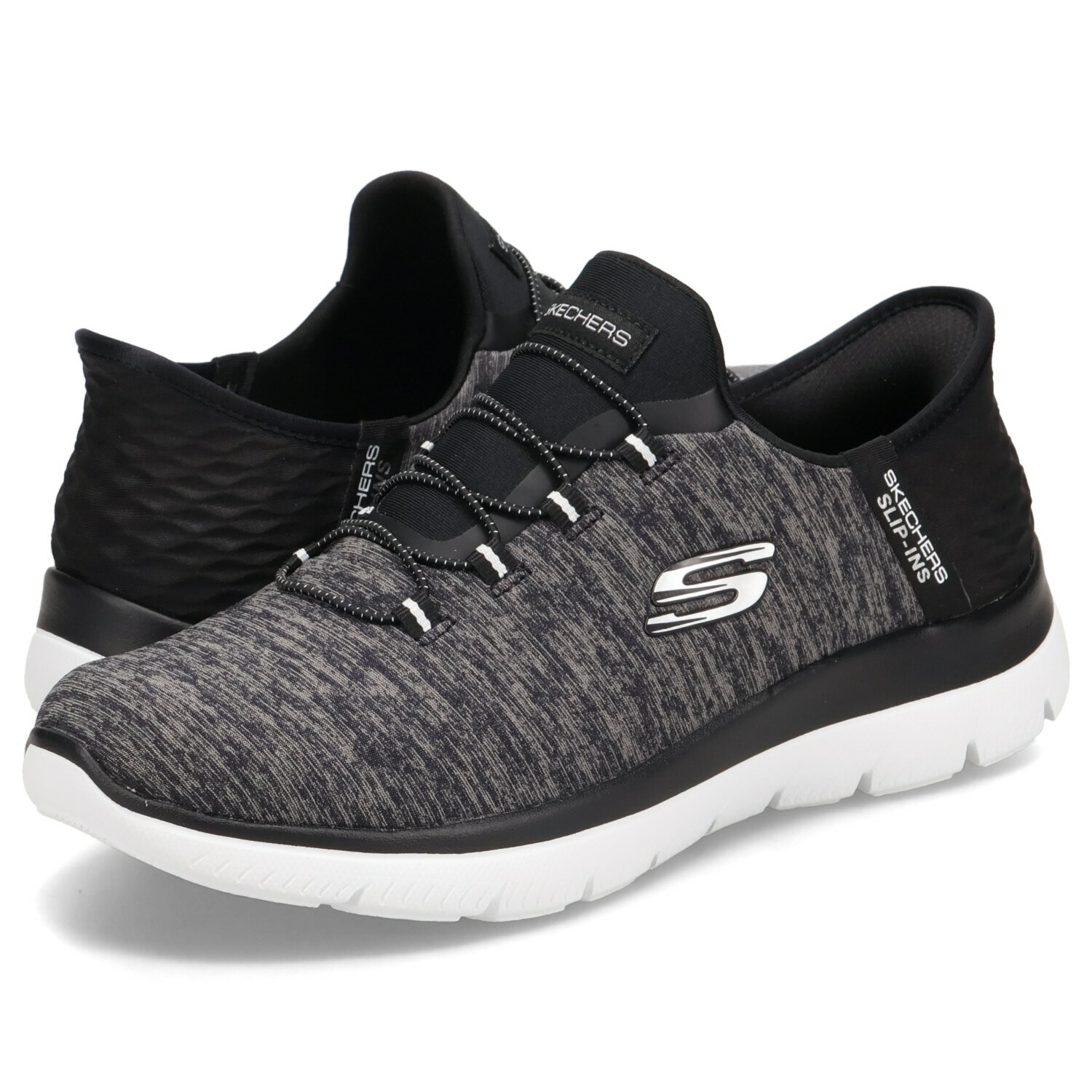 【最大1000円OFFクーポン発行中】 SKECHERS SLIP-INS SUMMITS DAZZLING HAZE スケッチャーズ スリップインズ サミッツ ダズリング ヘイズ スニーカー レディース 軽量 ブラック 黒 149937W