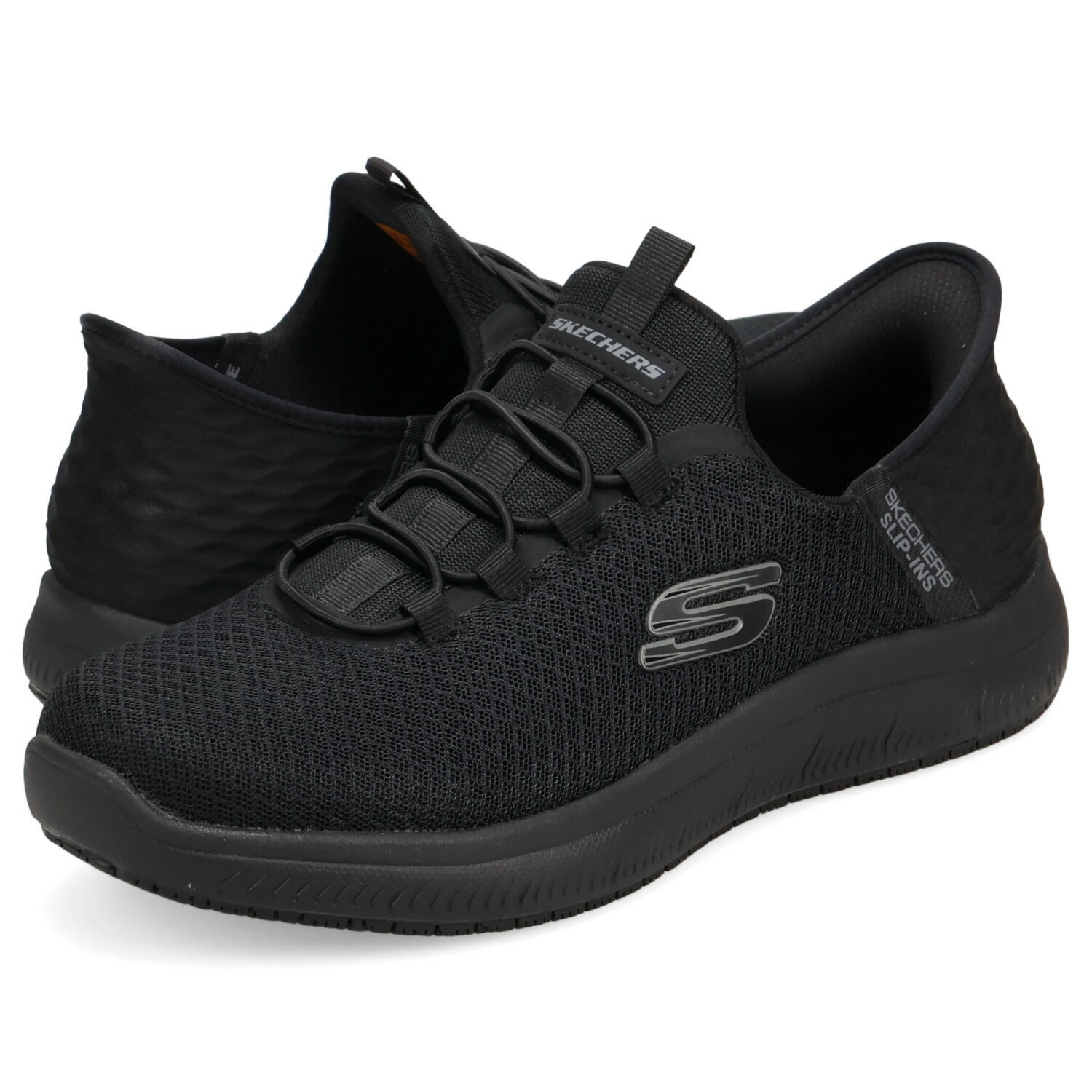【最大1000円OFFクーポン発行中】 SKECHERS SLIP-INS SUMMITS SR スケッチャーズ スリップインズ ワーク サミッツ コルシン スニーカー メンズ ワイド ブラック 黒 200205W