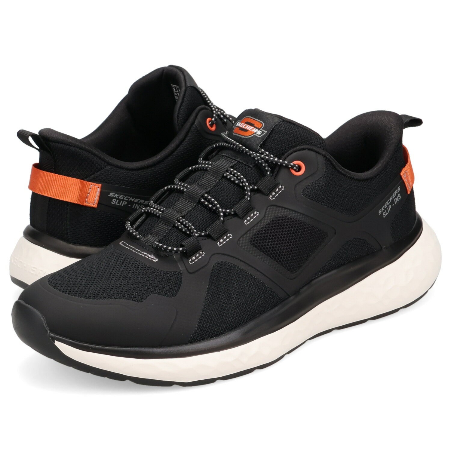 SKECHERS SLIP-INS LANCER Kobain スケッチャーズ スリップインズ リラックスフィット ランサー コバーン スニーカー メンズ ブラック 黒 211005