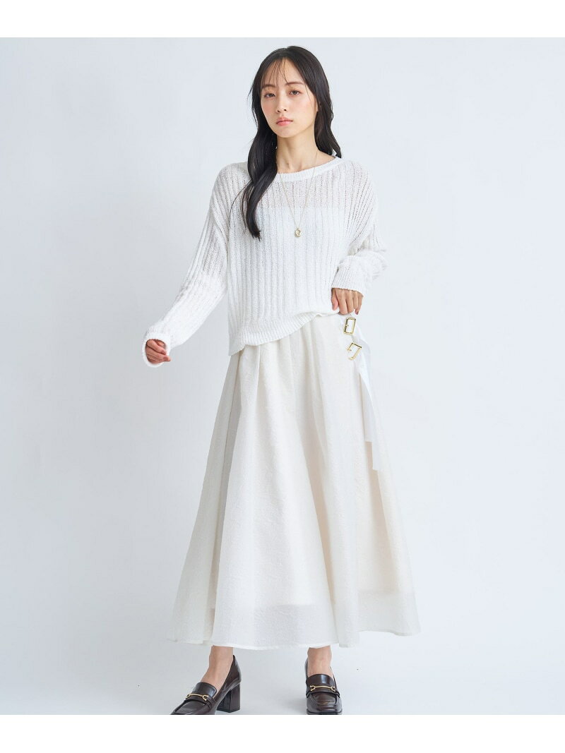 Rakuten - 【SALE／30%OFF】シアーエンボスフレアスカート Noela ノエラ スカート ロング・マキシスカート ベージュ ホワイト【RBA_E】【送料無料】[Rakuten Fashion]