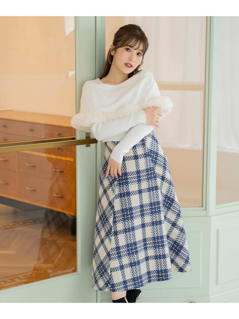 ロービングチェック柄スカート Noela ノエラ スカート ロング・マキシスカート ホワイト ネイビー ベージュ【送料無料】[Rakuten Fashion]のサムネイル