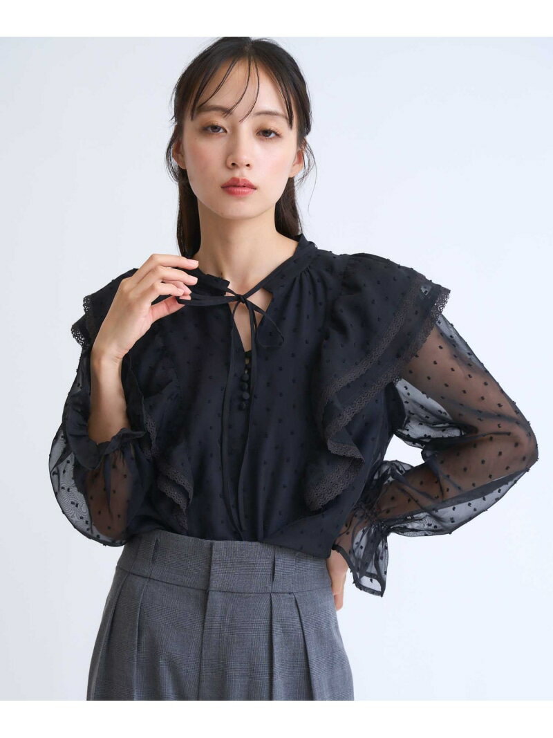 配色リボンドビードットブラウス Noela ノエラ トップス シャツ・ブラウス ブラック ホワイト【先行予約】*【送料無料】[Rakuten Fashion]のサムネイル