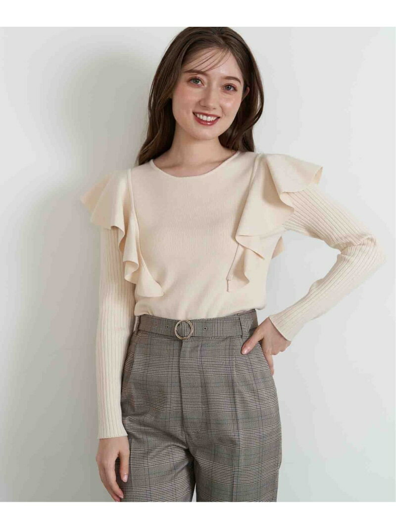 【SALE／30%OFF】フリルリブニット Noela ノエラ トップス ニット ホワイト ブラック ブルー レッド【RBA_E】【送料無料】[Rakuten Fashion]のサムネイル