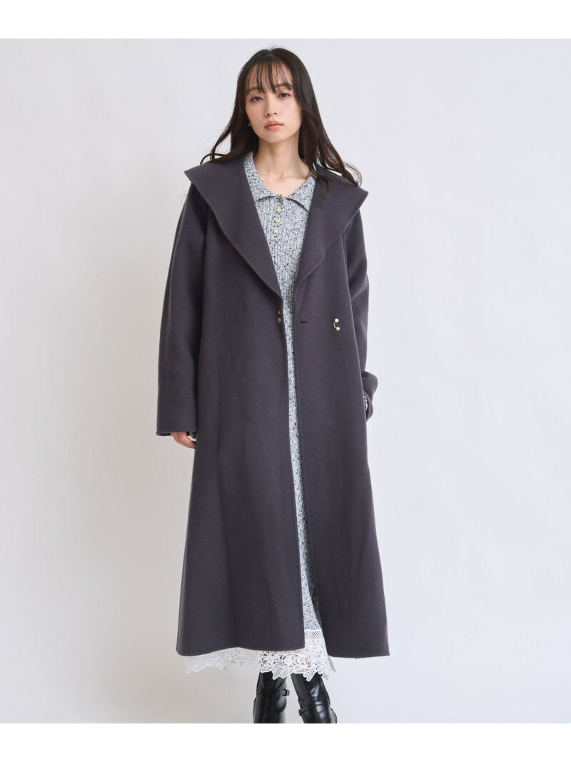 ベルト付きショールカラーウールリバーコート Noela ノエラ ジャケット・アウター その他のジャケット・アウター グレー パープル イエロー【先行予約】*【送料無料】[Rakuten Fashion]のサムネイル