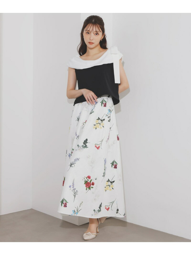 【15周年】ボタニカルフレアスカート Noela ノエラ スカート ロング・マキシスカート ホワイト ネイビー ブルー【送料無料】[Rakuten Fashion]のサムネイル