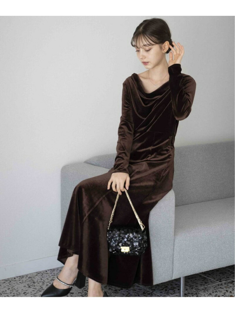 【SALE／70%OFF】ドレープベロアワンピ Noela ノエラ ワンピース・ドレス ドレス レッド ブラック ブラウン【RBA_E】【送料無料】[Rakuten Fashion]のサムネイル