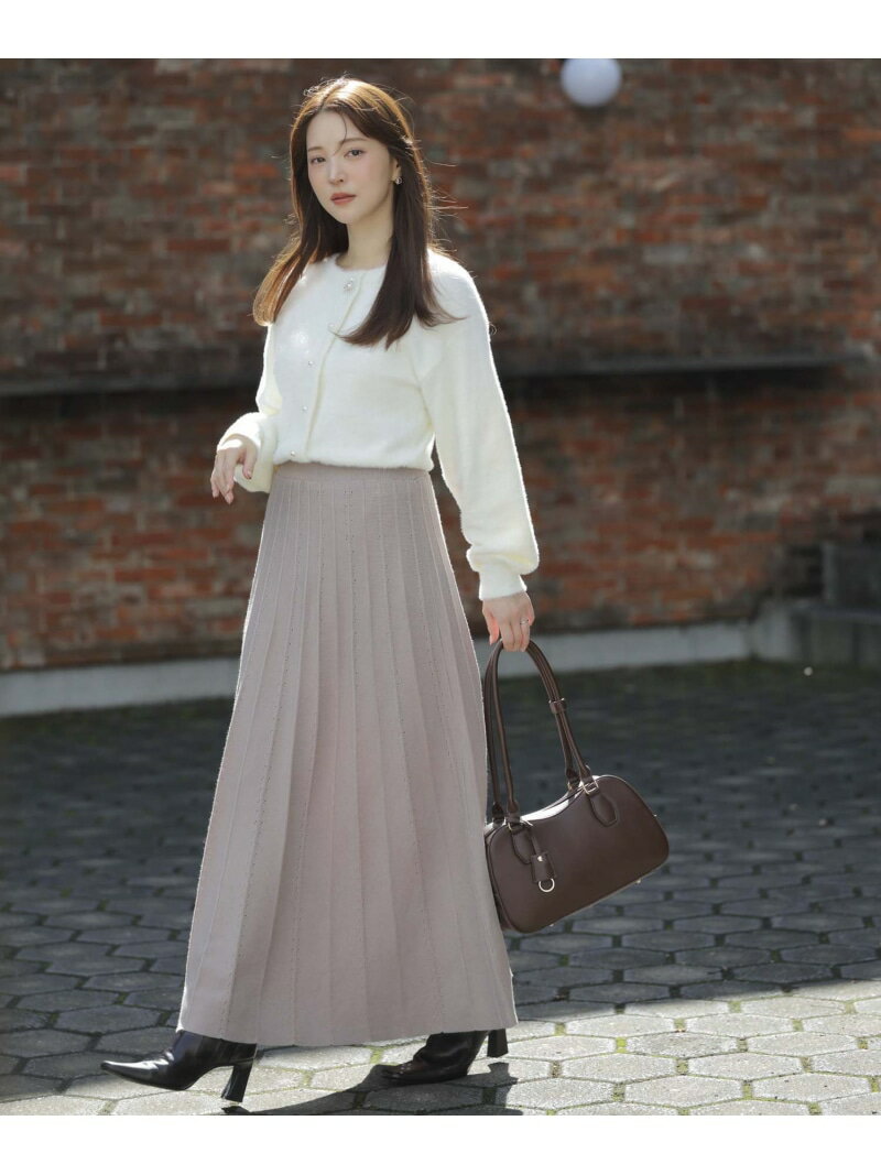 ドッキングプリーツニットワンピース Noela ノエラ ワンピース・ドレス ワンピース ホワイト グレー【先行予約】*【送料無料】[Rakuten Fashion]