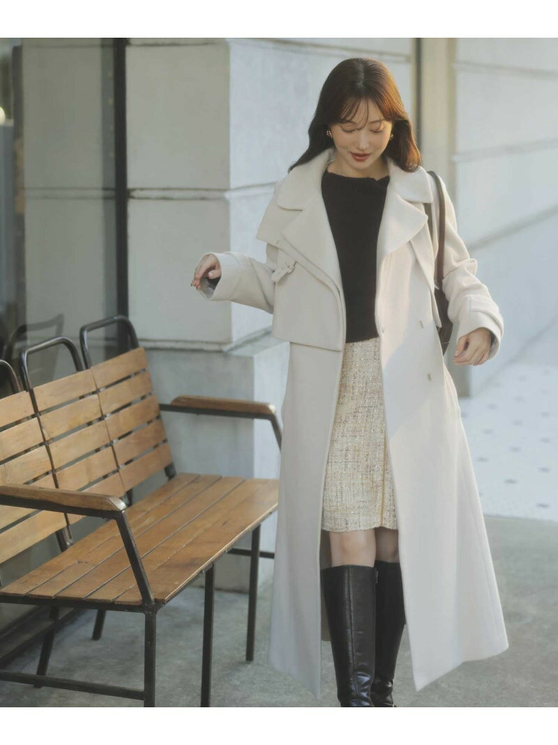 2WAYスタンドカラーウールコート Noela ノエラ ジャケット・アウター その他のジャケット・アウター ホワイト ブラウン【送料無料】[Rakuten Fashion]