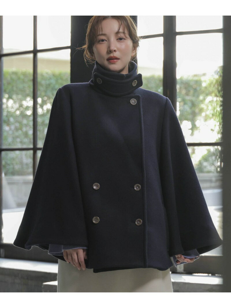 ケープミドルウールコート Noela ノエラ ジャケット・アウター その他のジャケット・アウター ネイビー..