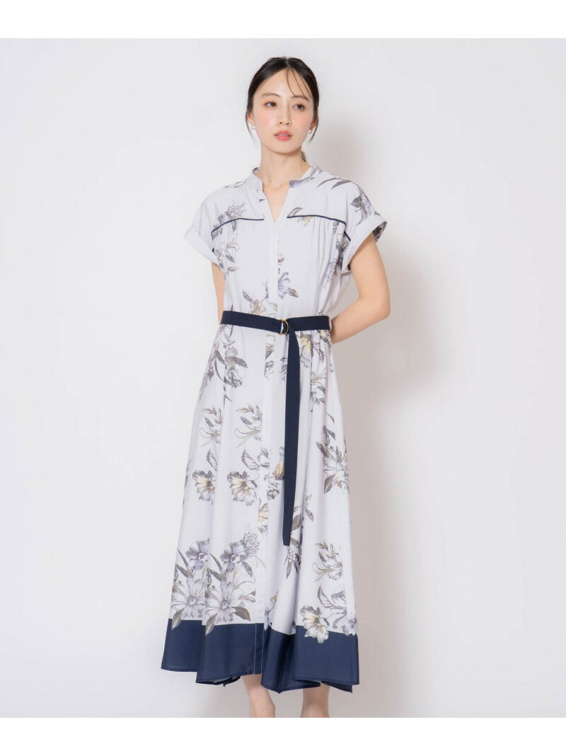 【15周年】スカーフ柄シャツワンピース Noela ノエラ ワンピース・ドレス ワンピース ブルー ベージュ ブラウン【送料無料】[Rakuten Fashion]のサムネイル