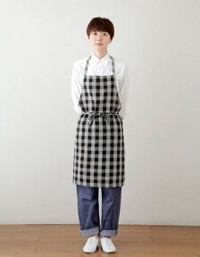 fog linen work（フォグリネンワーク）　リネンデイリーエプロン　ブラックナチュラルチェック　おしゃれ