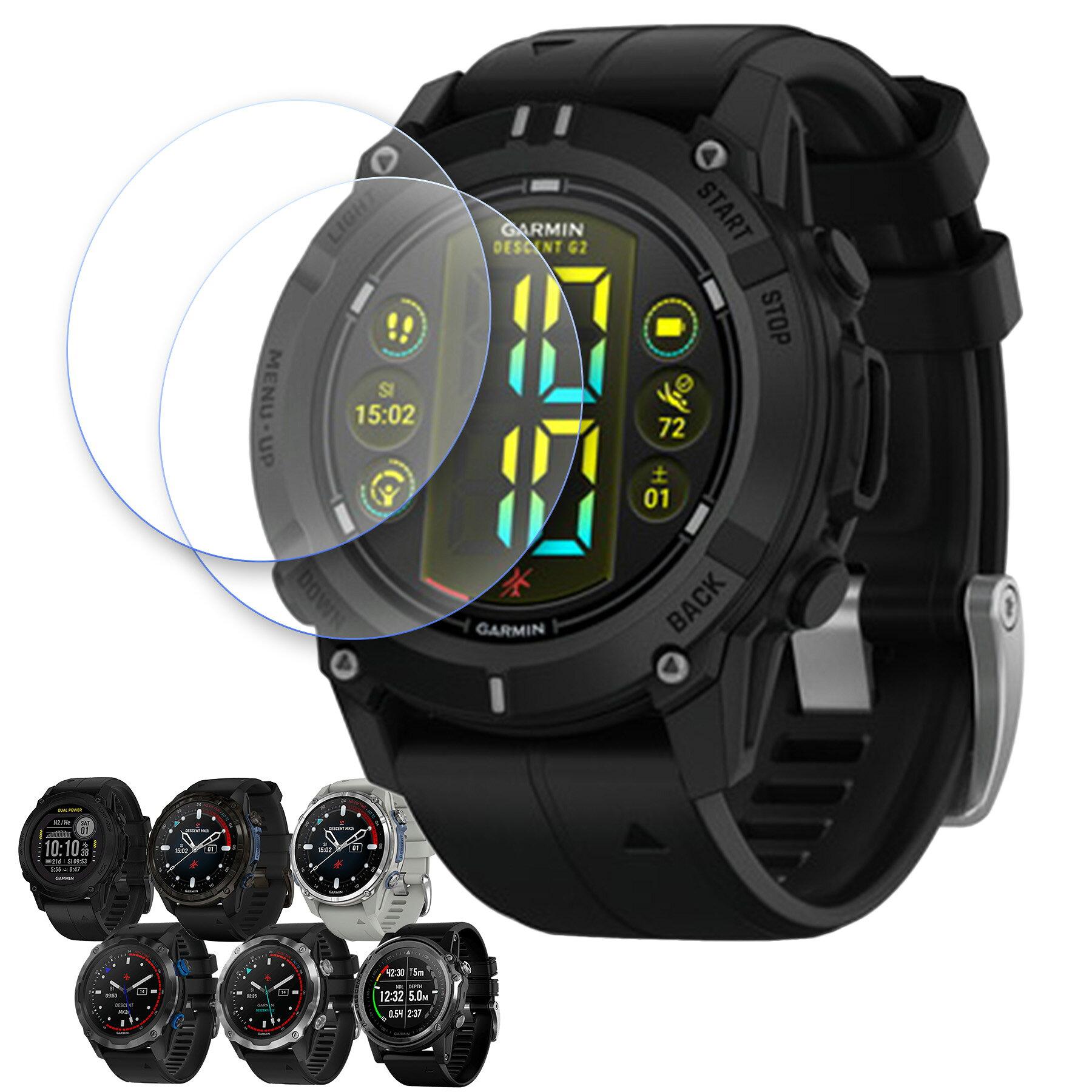 【当店内2個以上ご購入で送料248円→0円！】Garmin Descent シリーズ 液晶 保護 フィルム 2枚セット ブルーライトカット TPU 互換 多機種 G2 G1 Mk 3i 3Si 3S 2i 2 1 対応 画面 シート シール 撥水 キズ 汚れ 防止 衝撃吸収