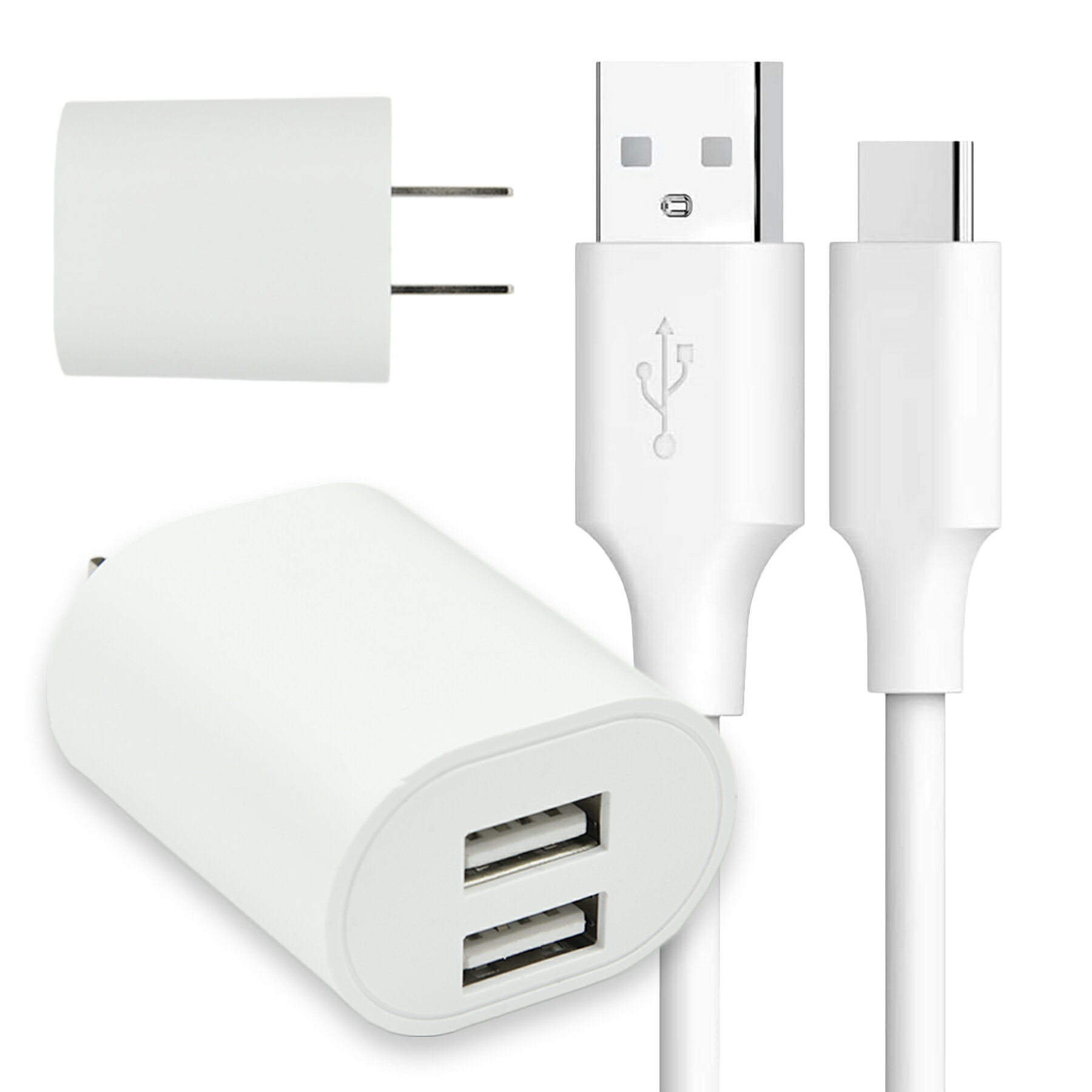 【当店内2個以上ご購入で送料198円→0円！】USB 電源 アダプタ タイプC ケーブル 1m 2口 充電器 セット ..