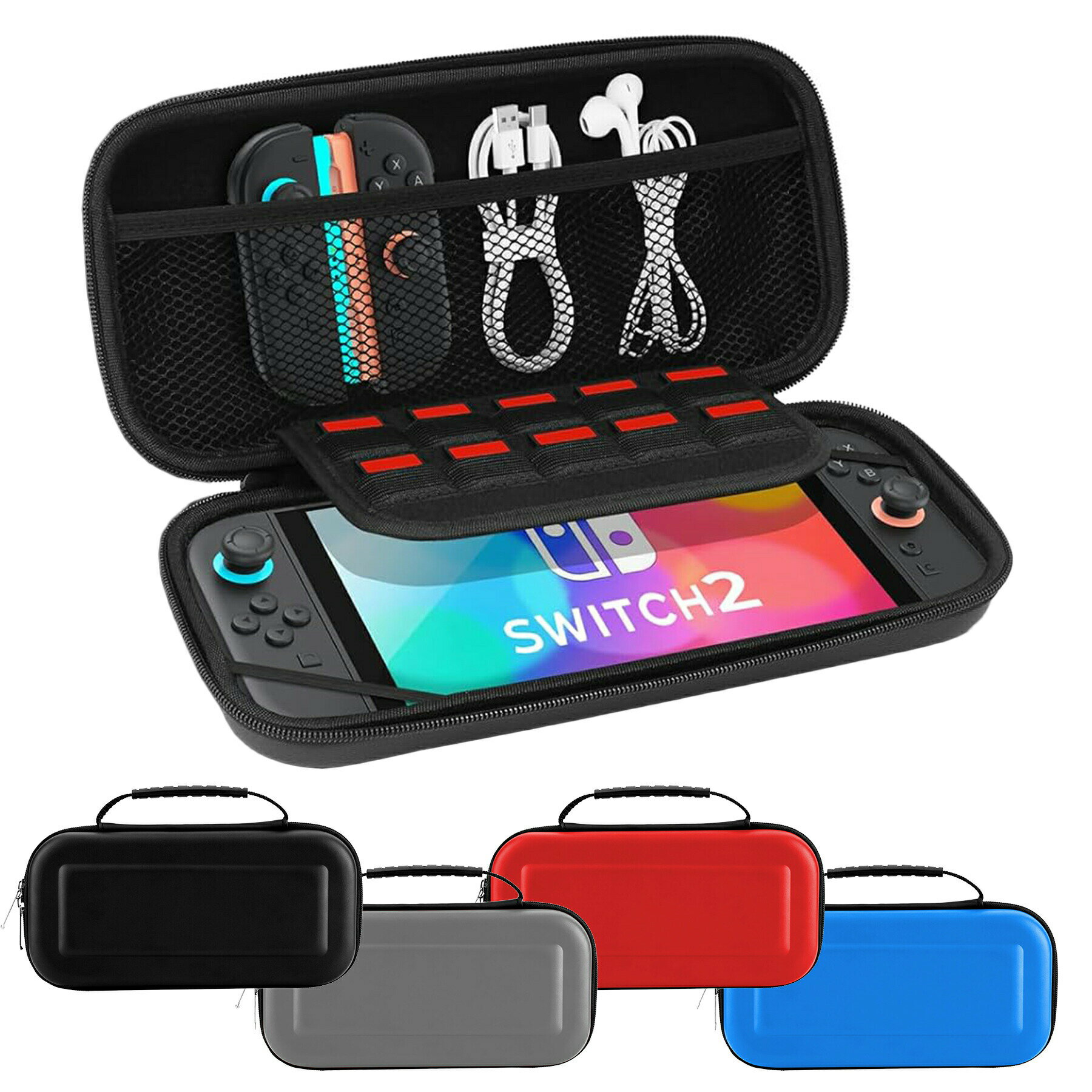 樂天商城 - 【当店内2個以上ご購入で送料198円→0円！】Switch2用 キャリングケース セミハード EVA 保護 収納 耐衝撃 Nintendo 任天堂 スイッチ 第2世代 互換品 カバー ポーチ 防塵 防水 全面保護 大容量 ゲームカード10枚 持ち運び 便利