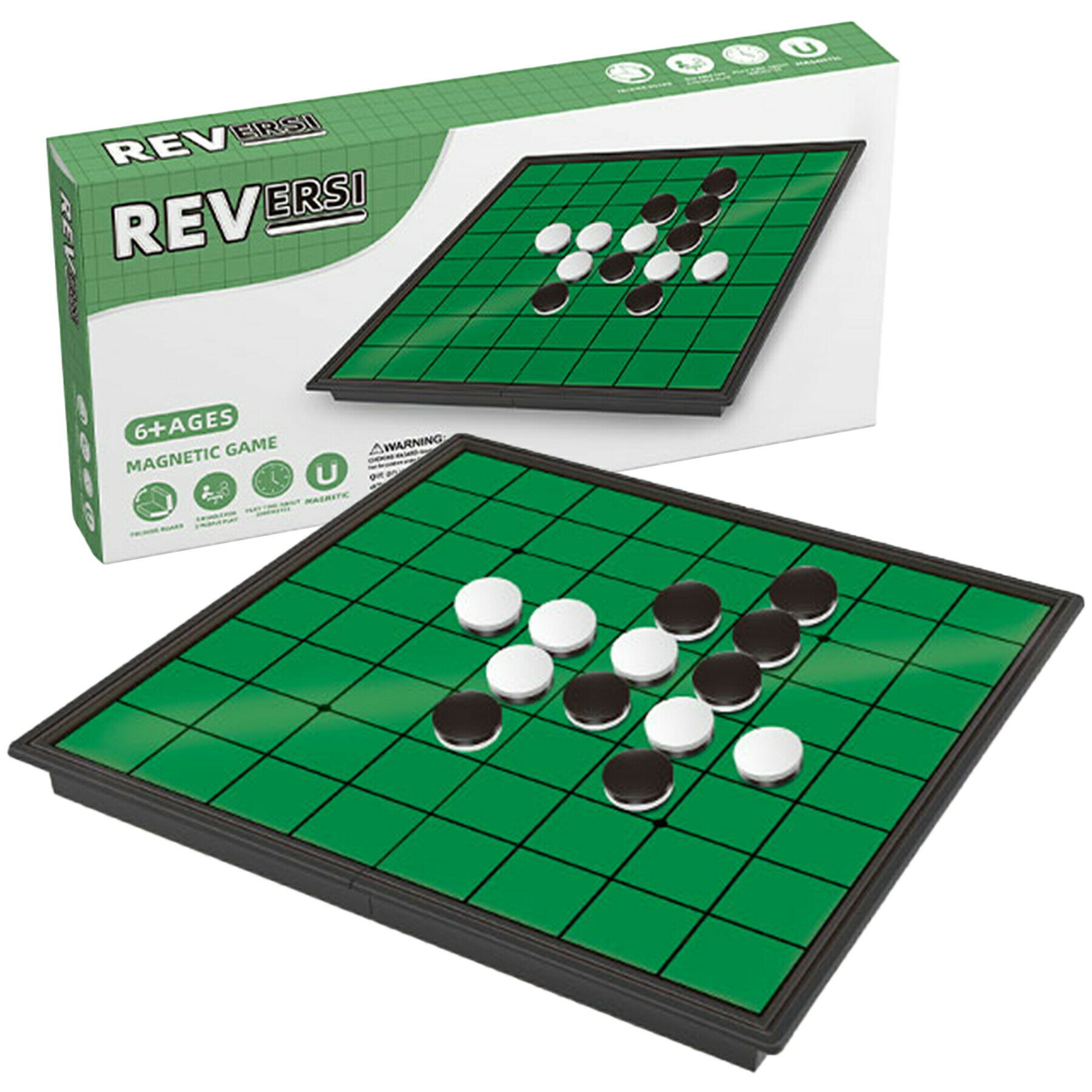 Rakuten - 【当店内2個以上ご購入で送料198円→0円！】リバーシ マグネット式 25×25cm ボードゲーム 王道 折りたたみ式 盤 コマ セット 持ち運び可能 旅行 知育 教育 知能 玩具 対戦 テーブル コンパクト 収納 子供 大人 楽しめる